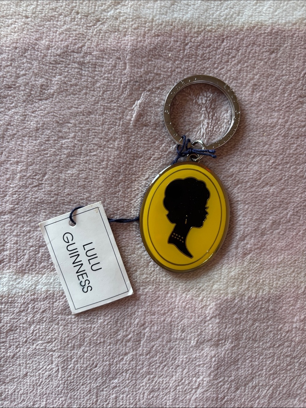 Lulu Guinness Yellow Cameo Silhouette Keychain Key Ring Charm NWT